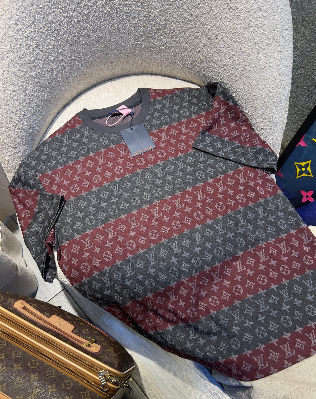 Polo cuello redondo monogram a rayas
